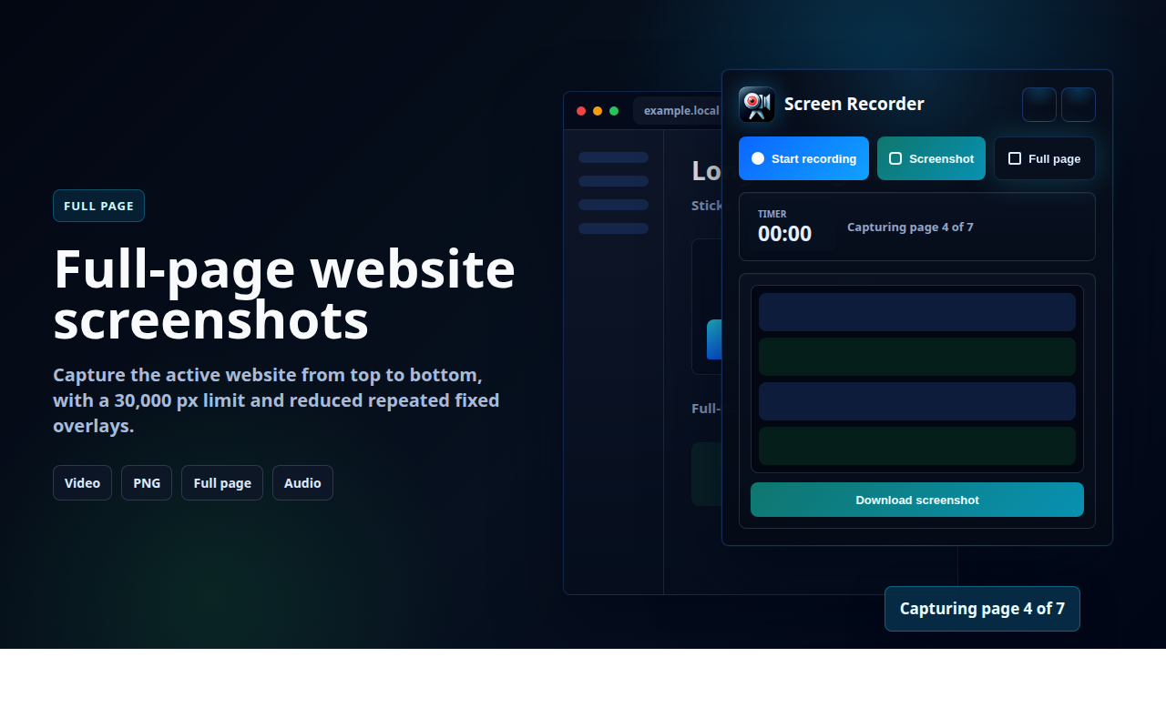 Screen Recorder full-page capture
